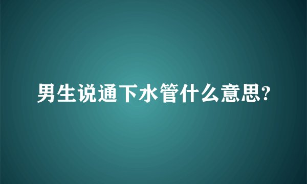 男生说通下水管什么意思?