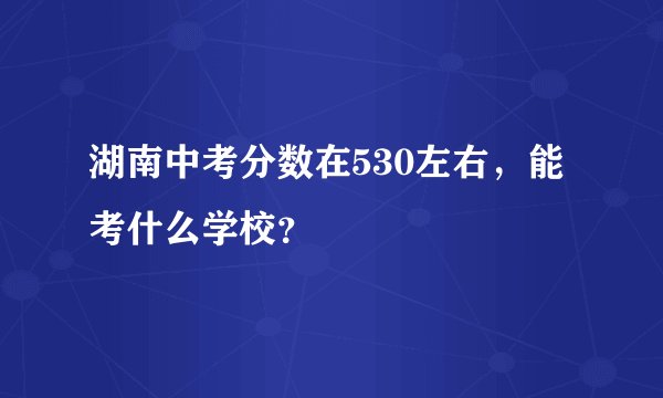 湖南中考分数在530左右，能考什么学校？