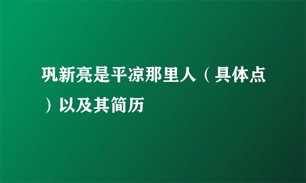 巩新亮是平凉那里人（具体点）以及其简历