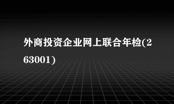外商投资企业网上联合年检(263001)