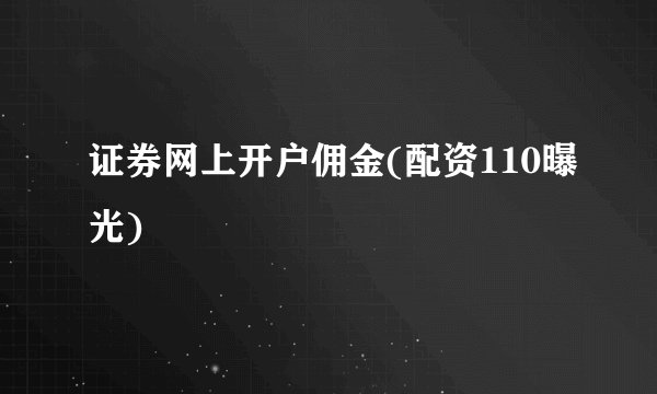 证券网上开户佣金(配资110曝光)