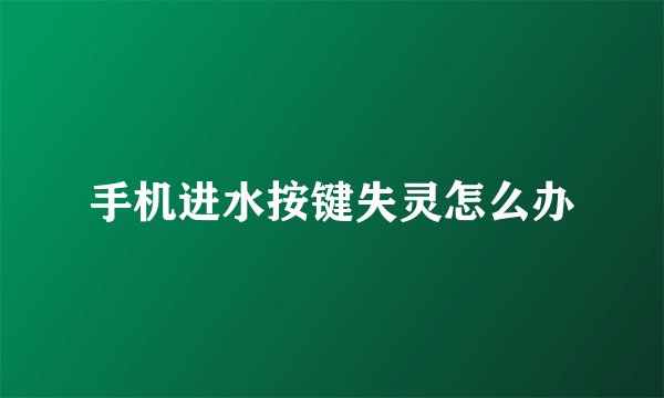 手机进水按键失灵怎么办