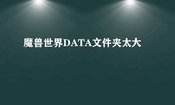 魔兽世界DATA文件夹太大