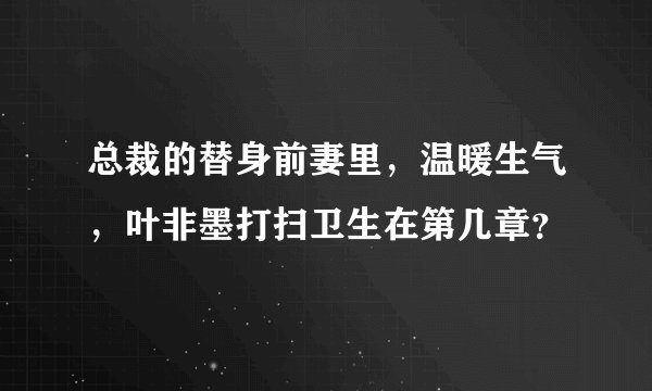 总裁的替身前妻里，温暖生气，叶非墨打扫卫生在第几章？