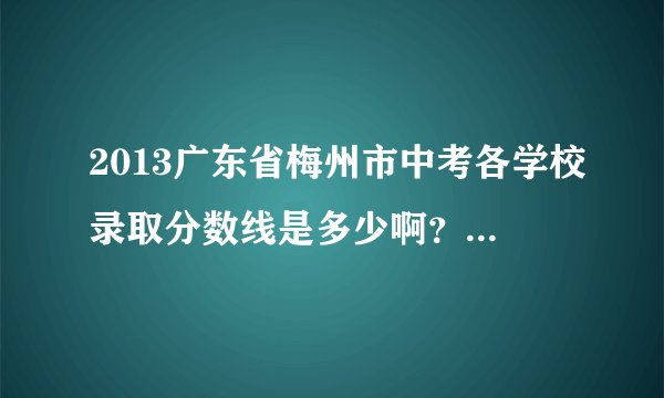 2013广东省梅州市中考各学校录取分数线是多少啊？各位知道的亲拜托啦，谢谢。