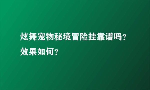 炫舞宠物秘境冒险挂靠谱吗？效果如何？