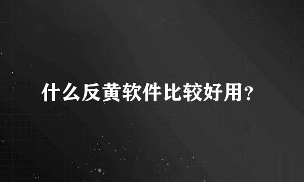 什么反黄软件比较好用？