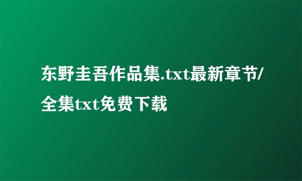 东野圭吾作品集.txt最新章节/全集txt免费下载