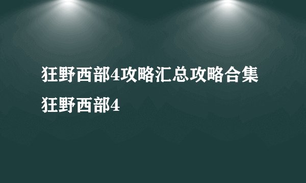 狂野西部4攻略汇总攻略合集狂野西部4