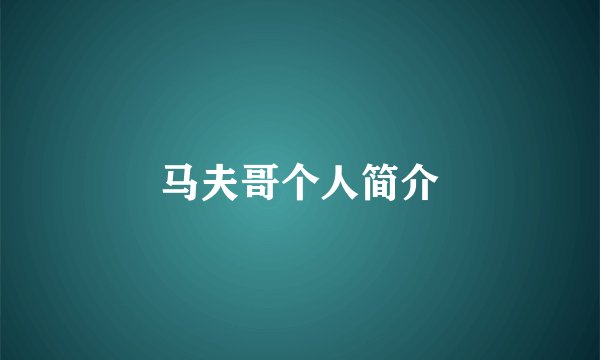 马夫哥个人简介