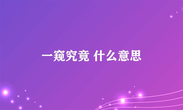 一窥究竟 什么意思