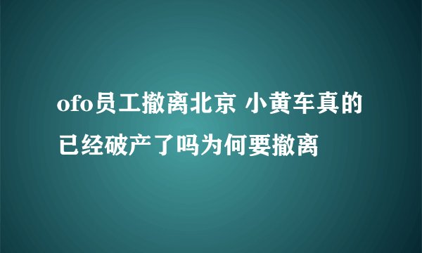 ofo员工撤离北京 小黄车真的已经破产了吗为何要撤离