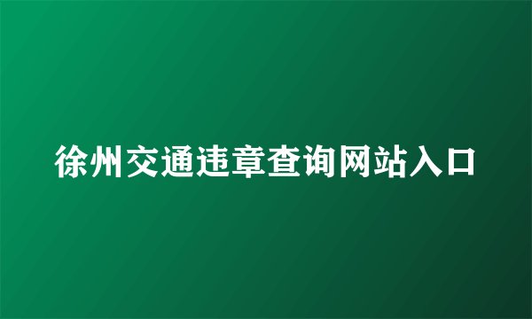 徐州交通违章查询网站入口