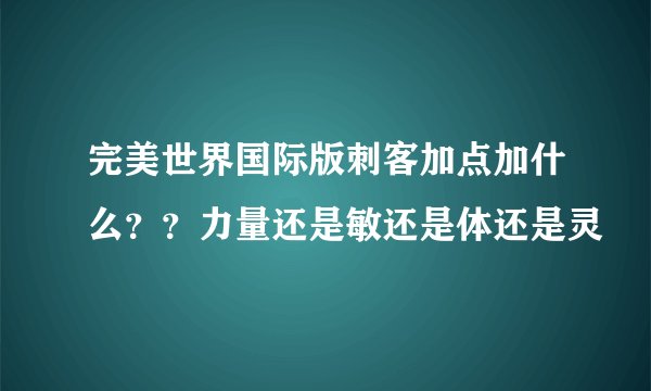 完美世界国际版刺客加点加什么？？力量还是敏还是体还是灵