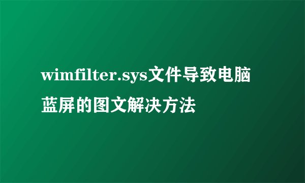 wimfilter.sys文件导致电脑蓝屏的图文解决方法