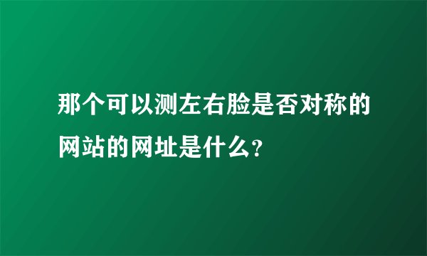 那个可以测左右脸是否对称的网站的网址是什么？