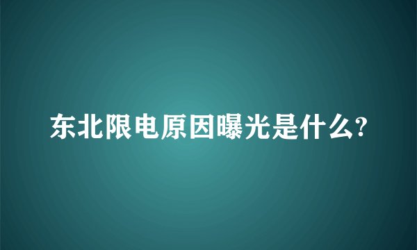 东北限电原因曝光是什么?