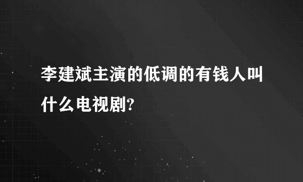 李建斌主演的低调的有钱人叫什么电视剧?