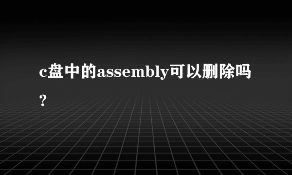 c盘中的assembly可以删除吗?