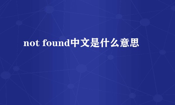 not found中文是什么意思