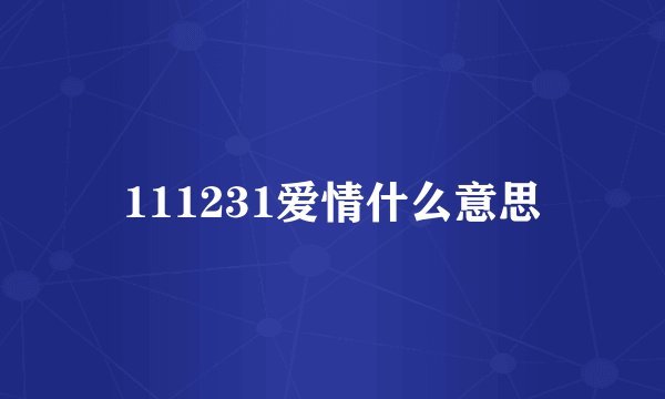 111231爱情什么意思