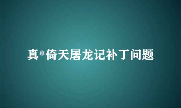 真*倚天屠龙记补丁问题