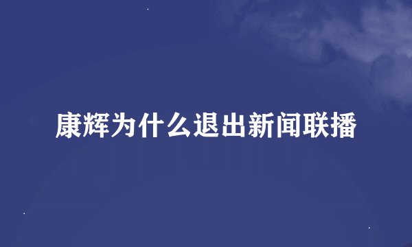 康辉为什么退出新闻联播