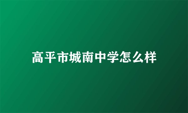 高平市城南中学怎么样