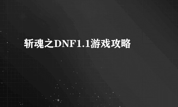 斩魂之DNF1.1游戏攻略