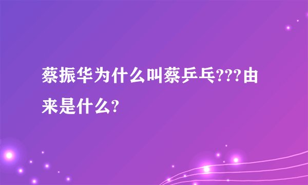 蔡振华为什么叫蔡乒乓???由来是什么?