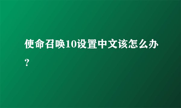 使命召唤10设置中文该怎么办？