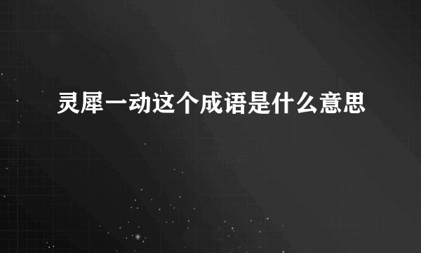 灵犀一动这个成语是什么意思