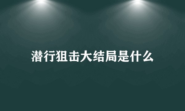 潜行狙击大结局是什么
