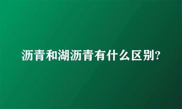 沥青和湖沥青有什么区别?