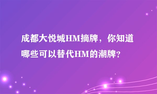 成都大悦城HM摘牌，你知道哪些可以替代HM的潮牌？