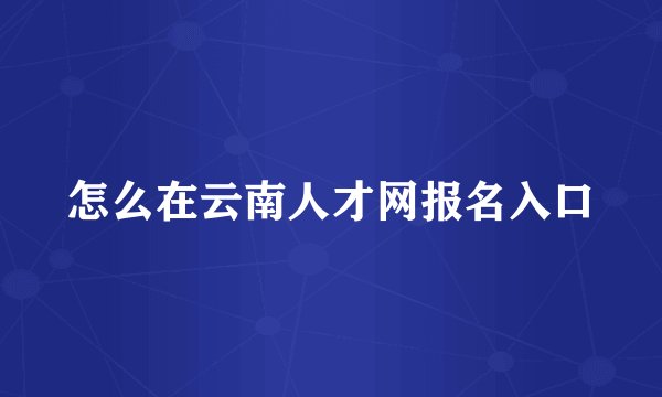 怎么在云南人才网报名入口