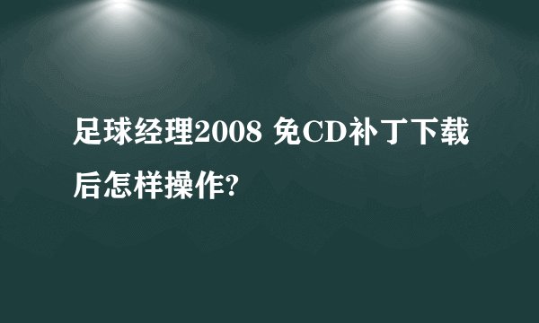 足球经理2008 免CD补丁下载后怎样操作?