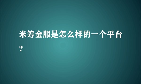 米筹金服是怎么样的一个平台？