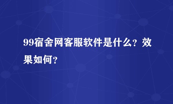 99宿舍网客服软件是什么？效果如何？