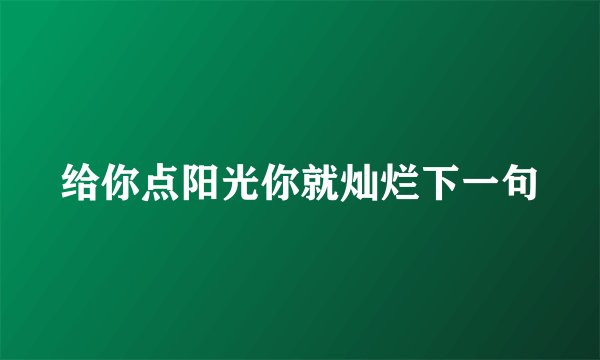给你点阳光你就灿烂下一句