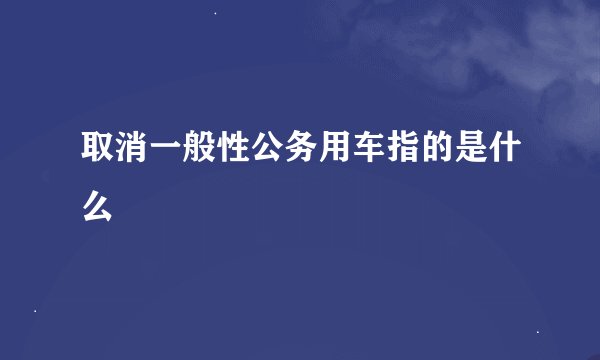 取消一般性公务用车指的是什么