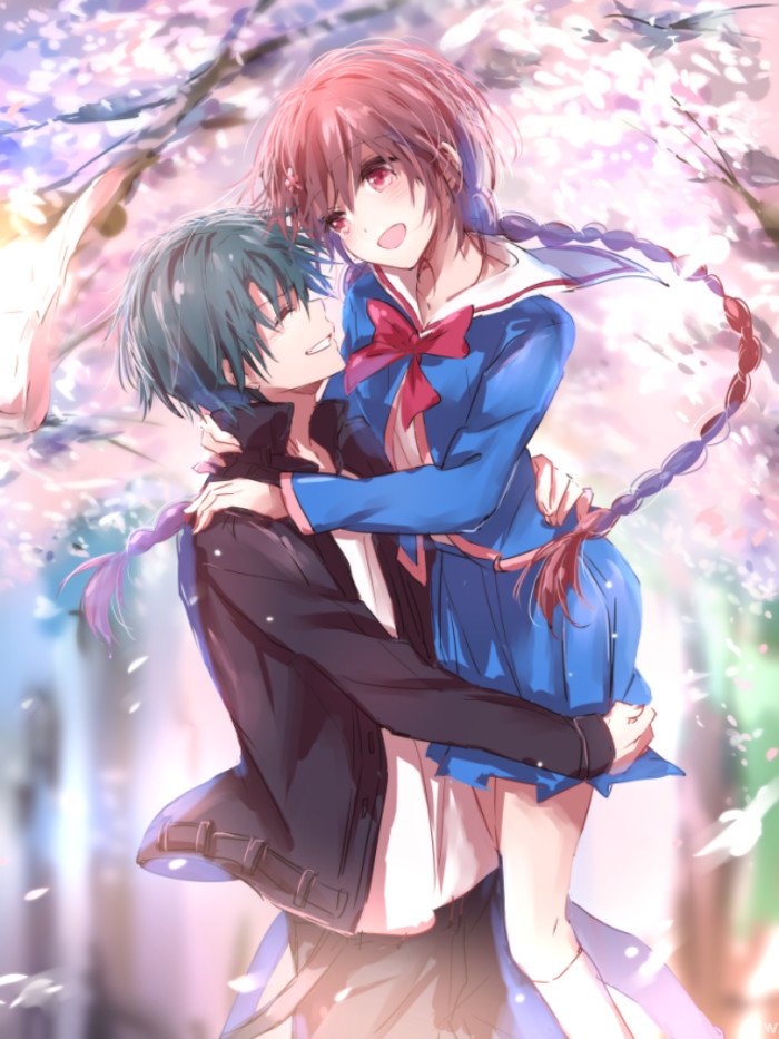 动漫情侣头像,男生扛着女生