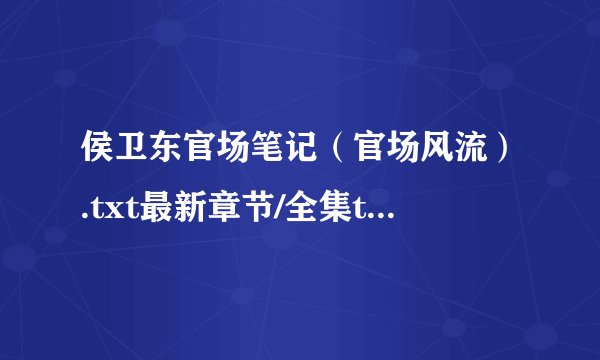 侯卫东官场笔记（官场风流）.txt最新章节/全集txt免费下载