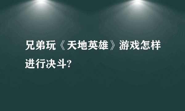 兄弟玩《天地英雄》游戏怎样进行决斗?