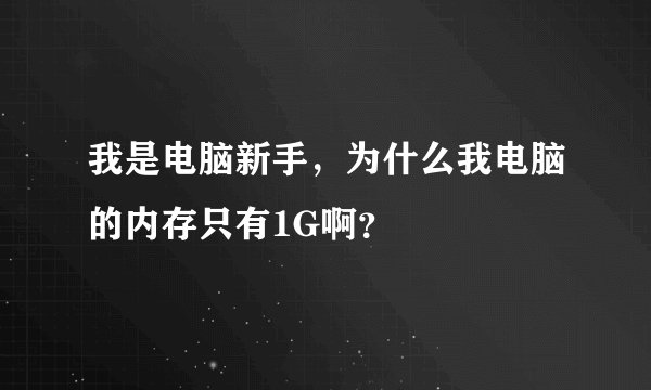 我是电脑新手，为什么我电脑的内存只有1G啊？