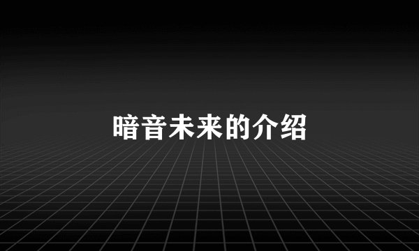 暗音未来的介绍