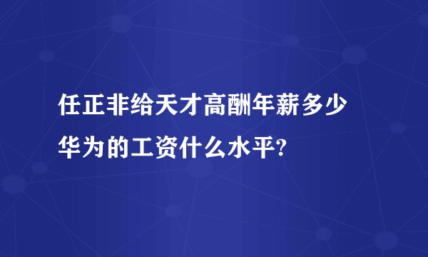 任正非给天才高酬年薪多少 华为的工资什么水平?