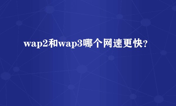wap2和wap3哪个网速更快？