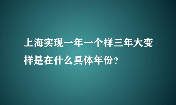 上海实现一年一个样三年大变样是在什么具体年份？