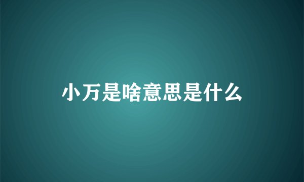 小万是啥意思是什么
